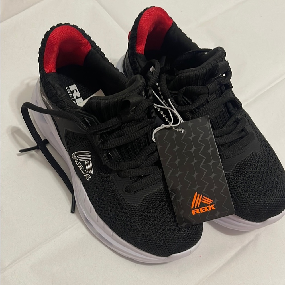 RBX Kids Black Sneakers with Red Highlights